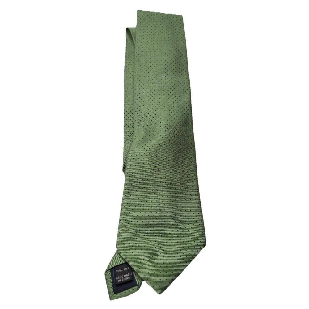 JoS. A. Bank Signature Collection Silk Necktie Tie Designer Green With Blue Dots